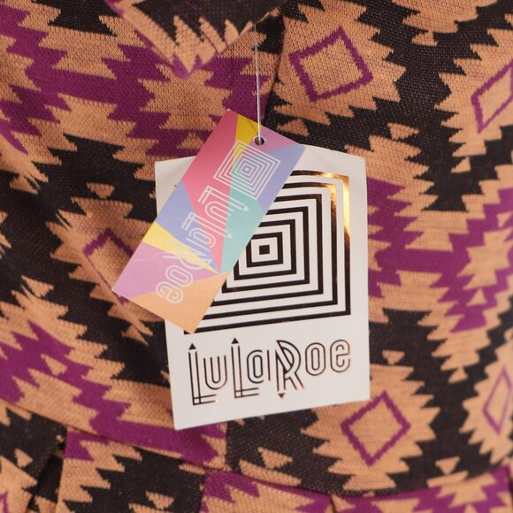 NWT LuLaRoe Amelia Pleated Fit & Flare Dress Peach Brown Geo Print Size XL - Picture 5 of 7